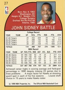1990-91 Hoops John Battle #27 card back image
