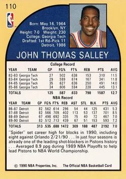 1990-91 Hoops John Salley #110 card back image