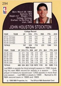 1990-91 Hoops John Stockton #294 card back image