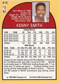1990-91 Hoops Kenny Smith CORCOR: Position on front #414b card back image