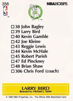 1990-91 Hoops Larry Bird TC #356 card back image