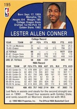1990-91 Hoops Lester Conner #195 card back image