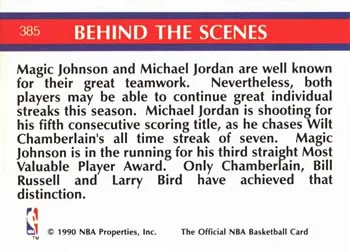 1990-91 Hoops Magic Johnson / Michael Jordan #385 card back image