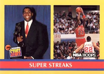 1990-91 Hoops Magic Johnson / Michael Jordan #385 card image
