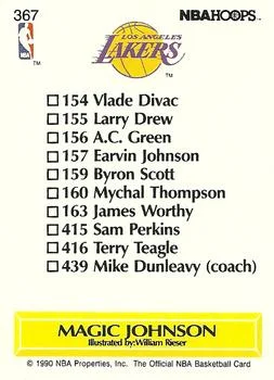1990-91 Hoops Magic Johnson TC #367 card back image