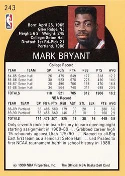 1990-91 Hoops Mark Bryant #243 card back image