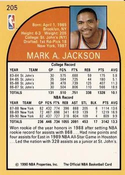 1990-91 Hoops Mark Jackson #205 card back image