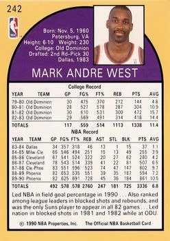 1990-91 Hoops Mark West #242 card back image