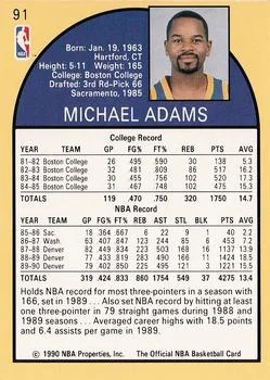 1990-91 Hoops Michael Adams #91 card back image