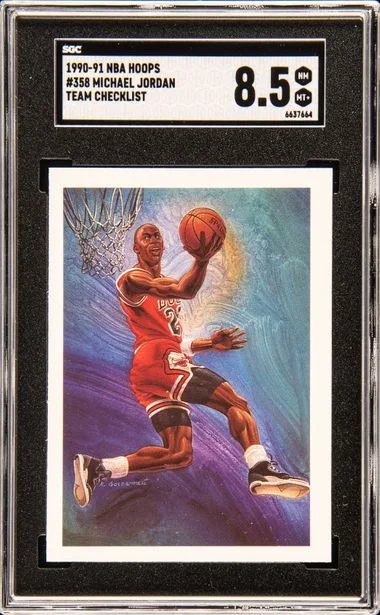1990-91 Hoops Michael Jordan/Team Checklist #358 card image