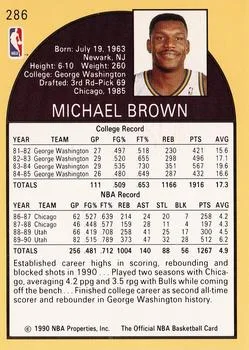 1990-91 Hoops Mike Brown #286 card back image