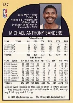 1990-91 Hoops Mike Sanders #137 card back image