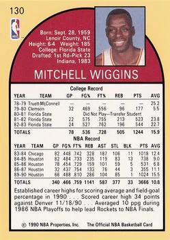 1990-91 Hoops Mitchell Wiggins #130 card back image