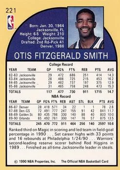 1990-91 Hoops Otis Smith #221 card back image