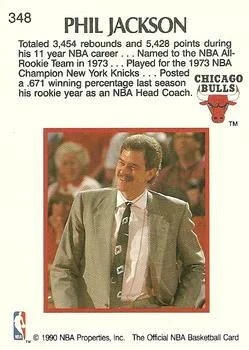 1990-91 Hoops Phil Jackson CO #348 card back image