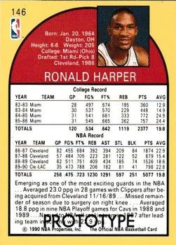 1990-91 Hoops Ron Harper PROTO [Prototypes] Prototypes #146 card back image