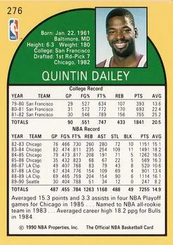 1990-91 Hoops Quintin Dailey #276 card back image