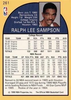 1990-91 Hoops Ralph Sampson #261 card back image
