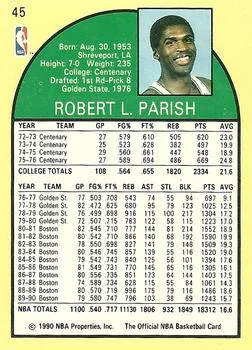 1990-91 Hoops Robert Parish #45 card back image