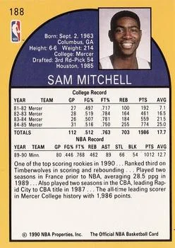 1990-91 Hoops Sam Mitchell RS #188 card back image