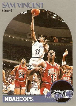 1990-91 Hoops Sam Vincent VARVAR: Vincent laying up #223a card image