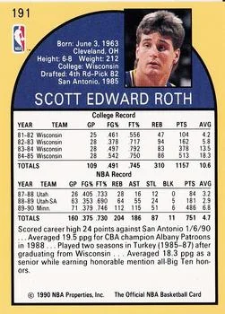 1990-91 Hoops Scott Roth SP #191 card back image