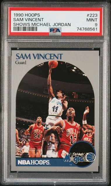 1990-91 Hoops, Shows Michael Jordan Sam Vincent #223 card image