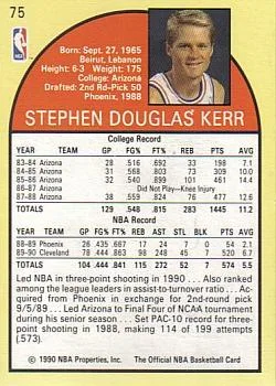 1990-91 Hoops Steve Kerr #75 card back image