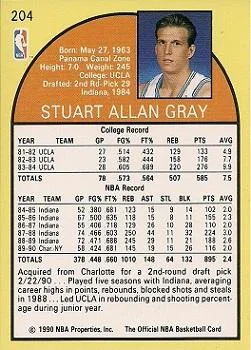 1990-91 Hoops Stuart Gray #204 card back image