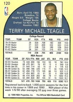 1990-91 Hoops Terry Teagle SP #120 card back image