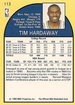 1990-91 Hoops Tim Hardaway RS #113 card back image