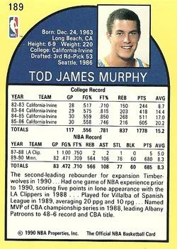 1990-91 Hoops Tod Murphy #189 card back image