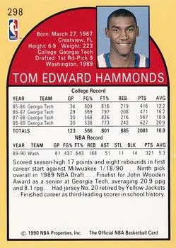 1990-91 Hoops Tom Hammonds #298a card back image