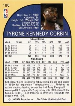 1990-91 Hoops Tyrone Corbin #186 card back image