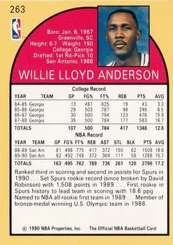 1990-91 Hoops Willie Anderson #263 card back image