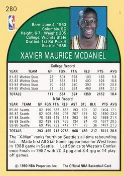 1990-91 Hoops Xavier McDaniel #280 card back image