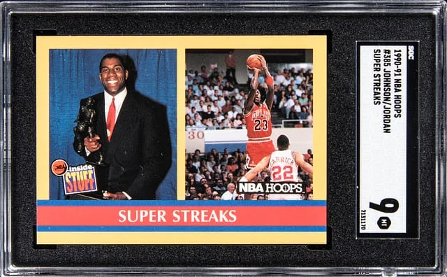 1990-91 NBA Hoops Johnson/Jordan Super Stars #385 card image