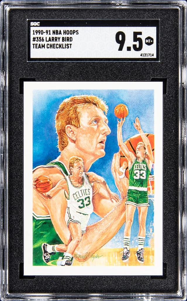 1990-91 NBA Hoops Larry Bird Team Checklist #336 card image