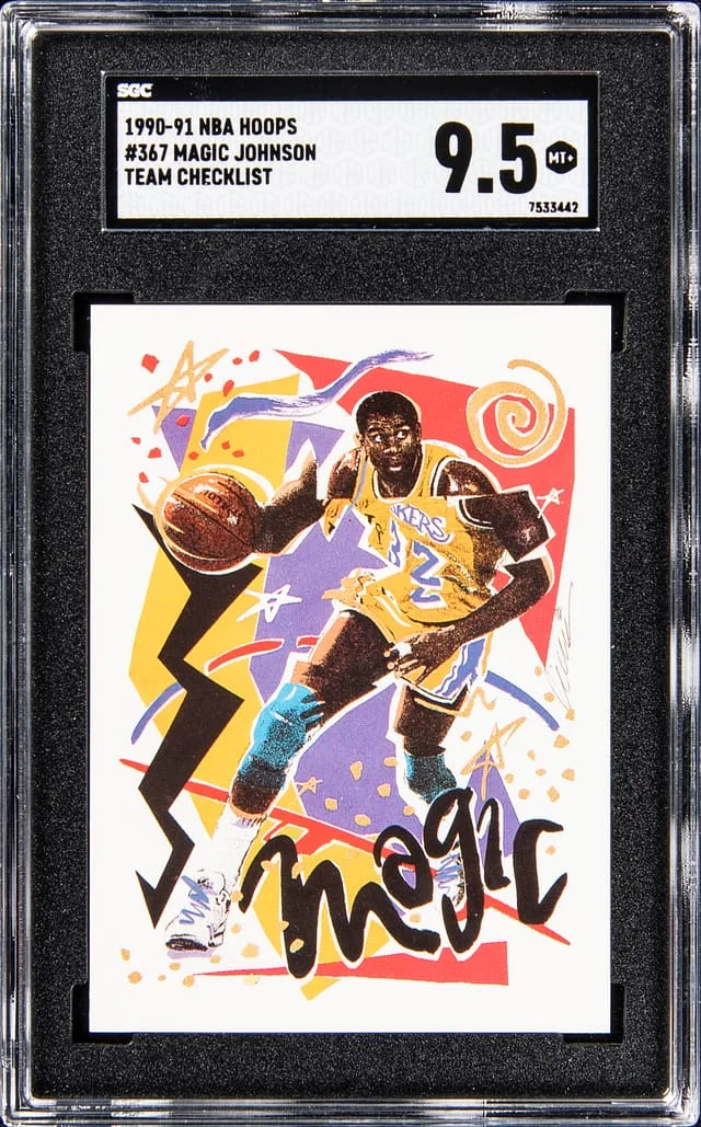 1990-91 NBA Hoops Magic Johnson Team Checklist #367 card image