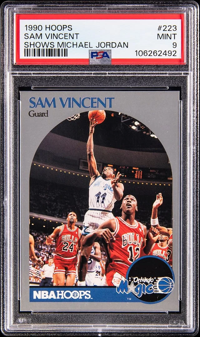 1990-91 Panini Hoops Sam Vincent Shows Michael Jordan #223 card image
