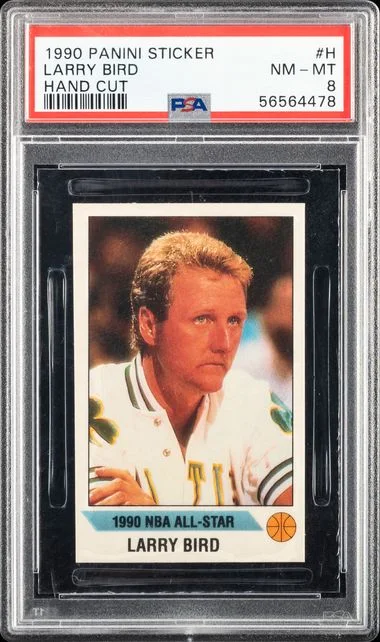 1990-91 Panini Larry Bird Sticker Hand Cut #H card image