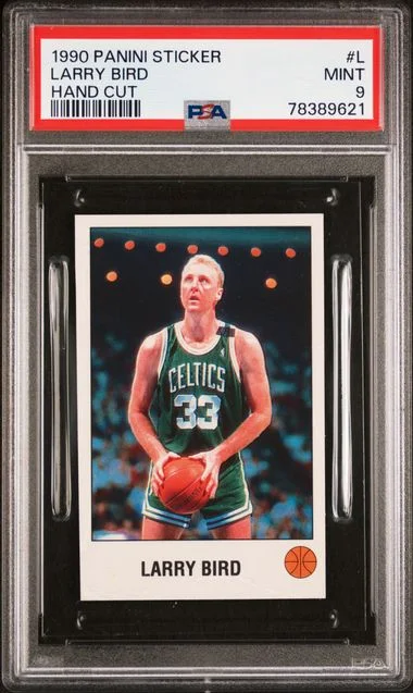 1990-91 Panini Larry Bird Sticker Hand Cut #L card image