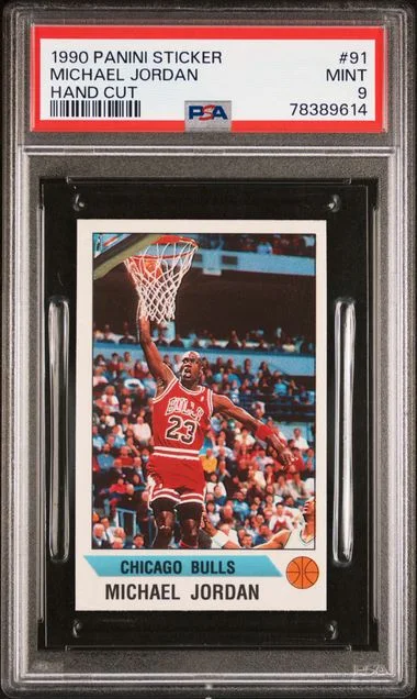 1990-91 Panini Michael Jordan Sticker Hand Cut #91 card image