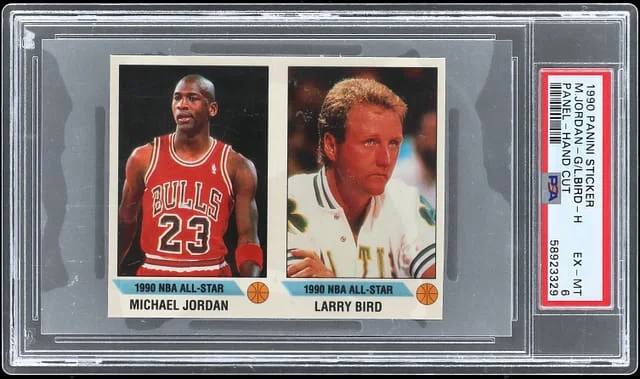 1990-91 Panini Sticker Panel - Hand Cut Michael Jordan, Larry Bird #no-number card image