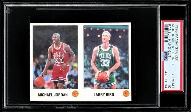 1990-91 Panini Sticker Panel Michael Jordan/Larry Bird, Hand Cut #no-number card image