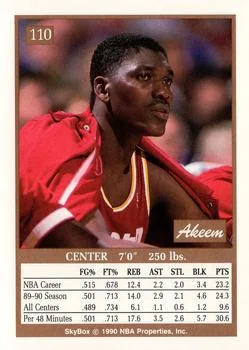 1990-91 SkyBox Akeem Olajuwon #110 card back image
