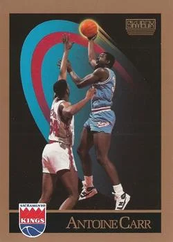 1990-91 SkyBox Antoine Carr VARVAR: Wearing Kings jersey on back #244b card image