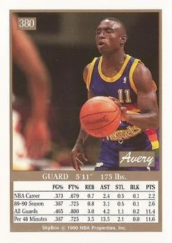 1990-91 SkyBox Avery Johnson #380 card back image