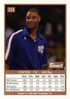 1990-91 SkyBox Benoit Benjamin #124 card back image