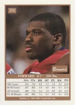 1990-91 SkyBox Bernard King #291 card back image